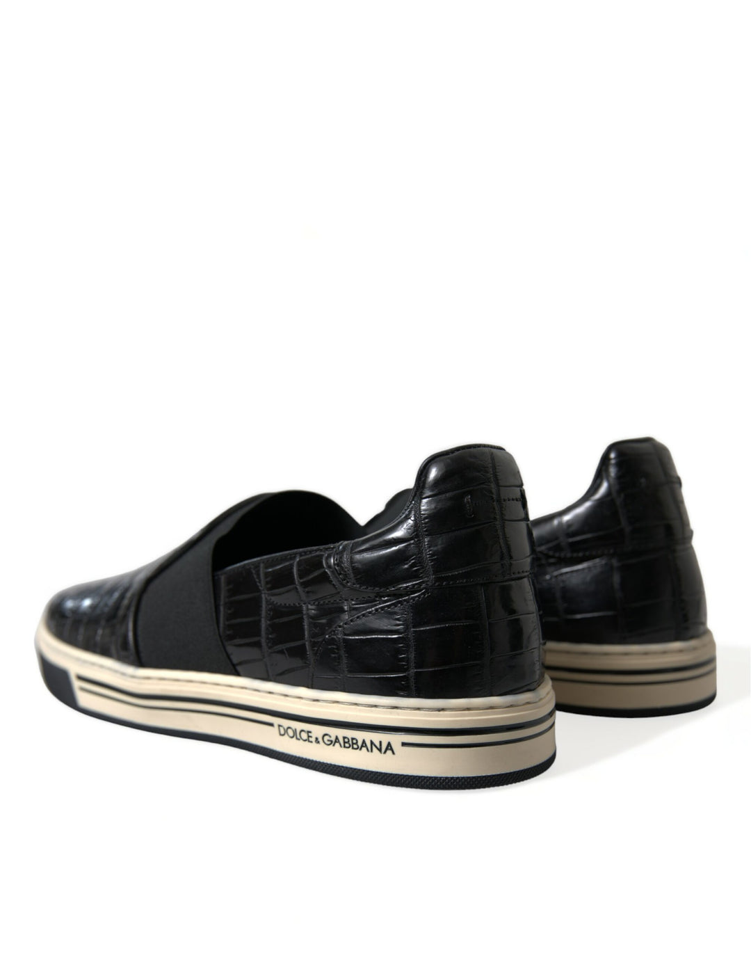 Dolce &amp; Gabbana Sample Sale Dolce &amp; Gabbana Black Croc Exotic Leather Sneakers Shoes - | Designer outlet