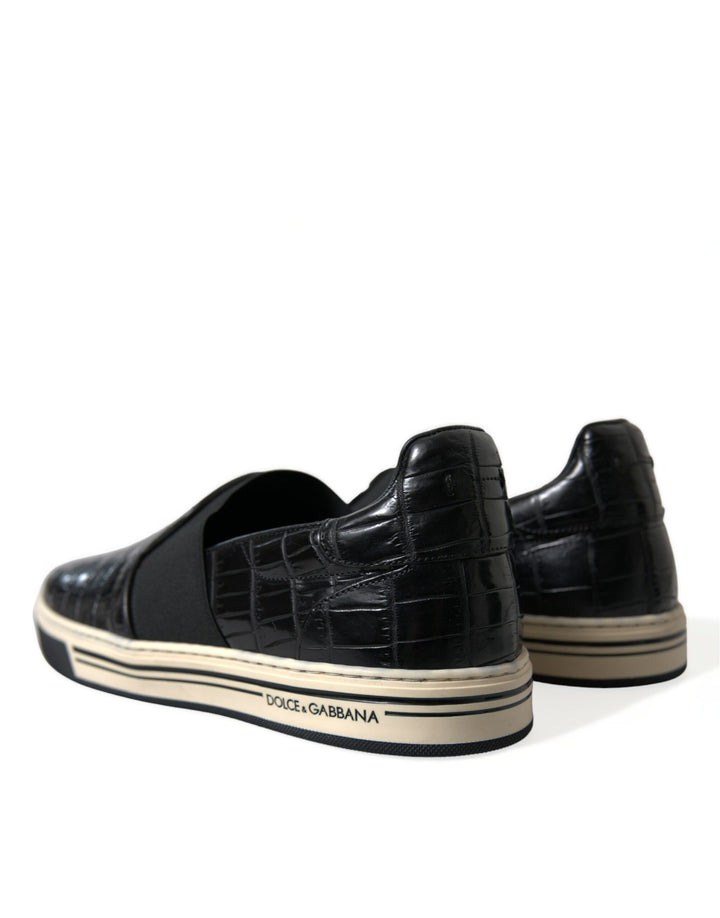 Dolce &amp; Gabbana Sample Sale Dolce &amp; Gabbana Black Croc Exotic Leather Sneakers Shoes - | Designer outlet