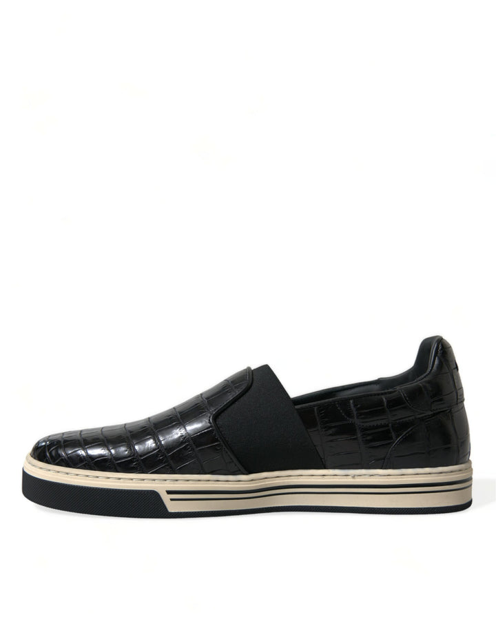 Dolce &amp; Gabbana Sample Sale Dolce &amp; Gabbana Black Croc Exotic Leather Sneakers Shoes - | Designer outlet