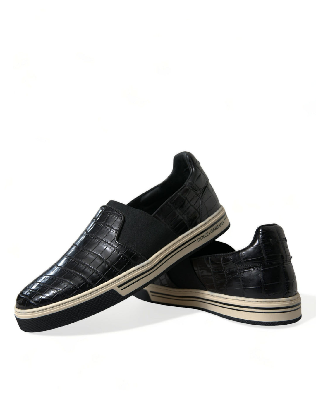 Dolce &amp; Gabbana Sample Sale Dolce &amp; Gabbana Black Croc Exotic Leather Sneakers Shoes - | Designer outlet