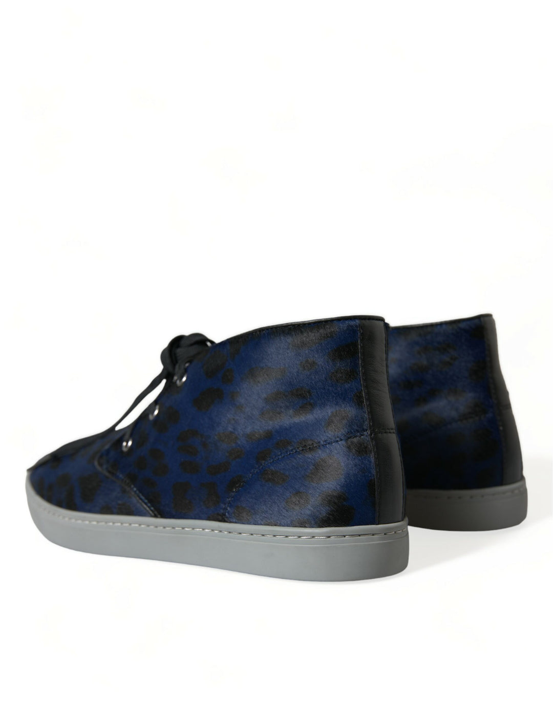Dolce &amp; Gabbana Sample Sale Dolce &amp; Gabbana Blue Calfskin Leopard Mid Top Sneakers Shoes - | Designer outlet