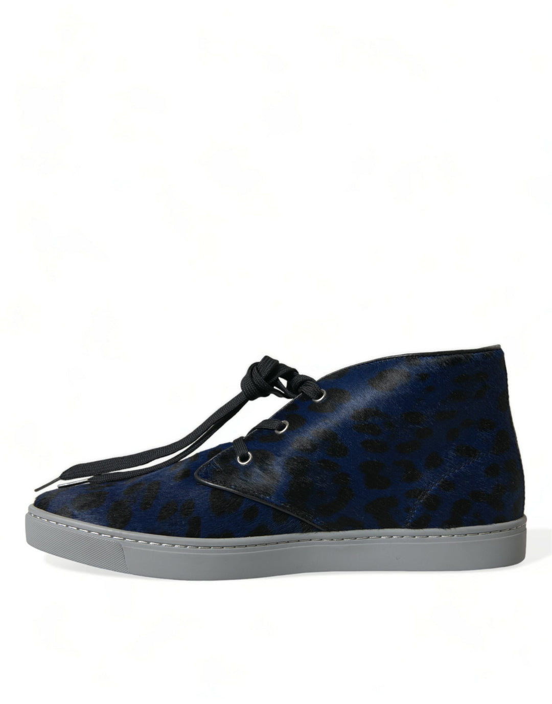 Dolce &amp; Gabbana Sample Sale Dolce &amp; Gabbana Blue Calfskin Leopard Mid Top Sneakers Shoes - | Designer outlet