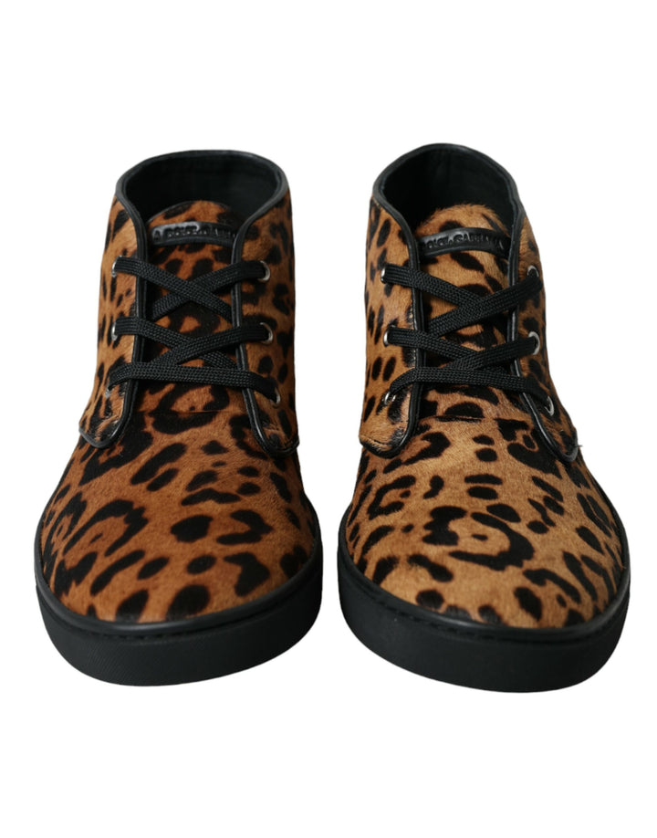 Dolce &amp; Gabbana Sample Sale Dolce &amp; Gabbana Brown Leopard Pony Hair Leather Sneakers Shoes - | Designer outlet