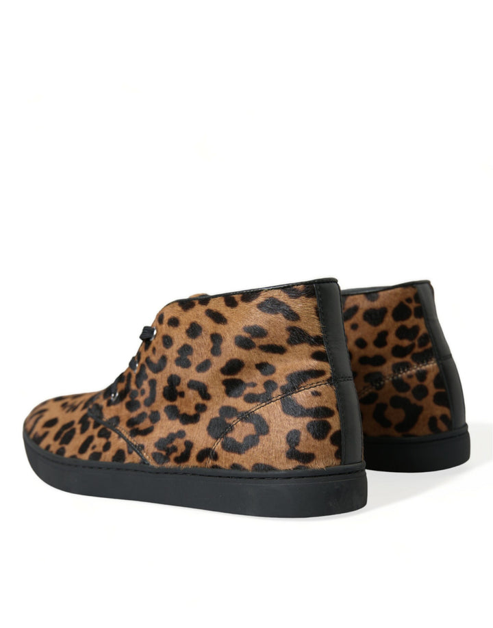 Dolce &amp; Gabbana Sample Sale Dolce &amp; Gabbana Brown Leopard Pony Hair Leather Sneakers Shoes - | Designer outlet