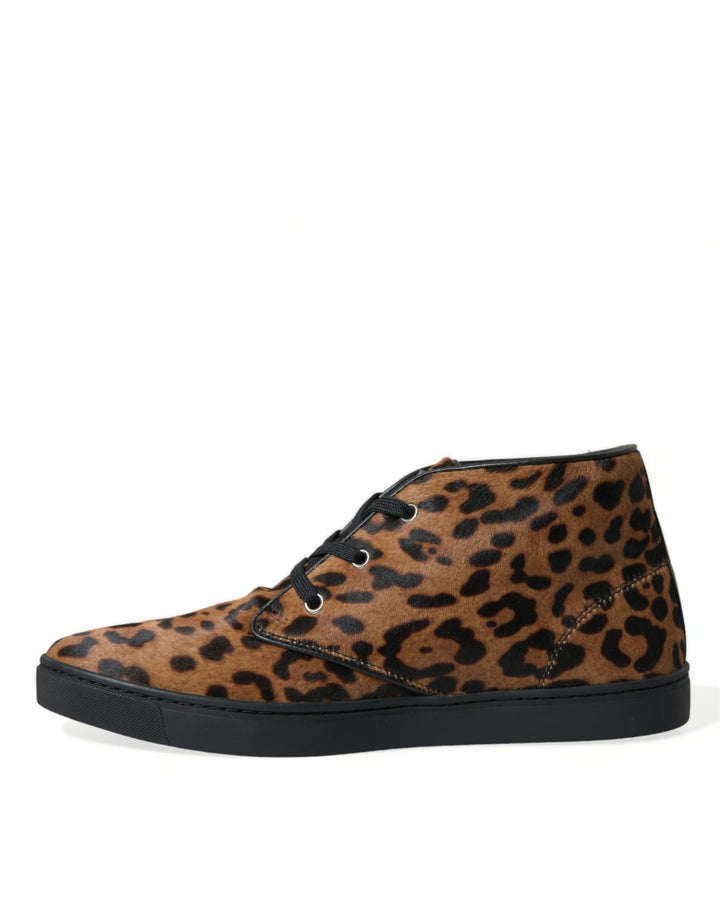 Dolce &amp; Gabbana Sample Sale Dolce &amp; Gabbana Brown Leopard Pony Hair Leather Sneakers Shoes - | Designer outlet