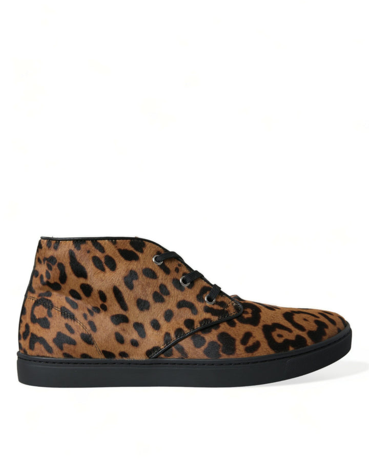 Dolce &amp; Gabbana Sample Sale Dolce &amp; Gabbana Brown Leopard Pony Hair Leather Sneakers Shoes - | Designer outlet