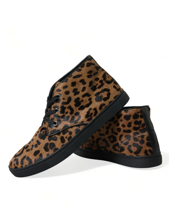 Dolce &amp; Gabbana Sample Sale Dolce &amp; Gabbana Brown Leopard Pony Hair Leather Sneakers Shoes - | Designer outlet