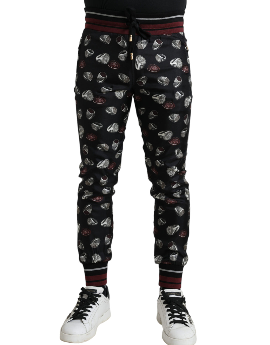 Dolce &amp; Gabbana Sample Sale Dolce &amp; Gabbana Black Ring Silk Jogging Trousers Pants - | Designer outlet