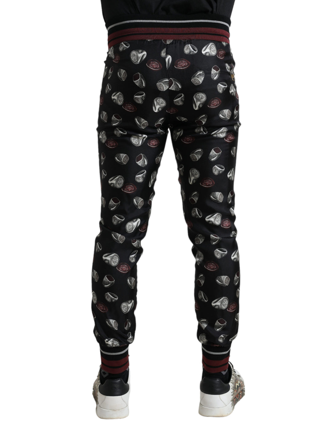 Dolce &amp; Gabbana Sample Sale Dolce &amp; Gabbana Black Ring Silk Jogging Trousers Pants - | Designer outlet