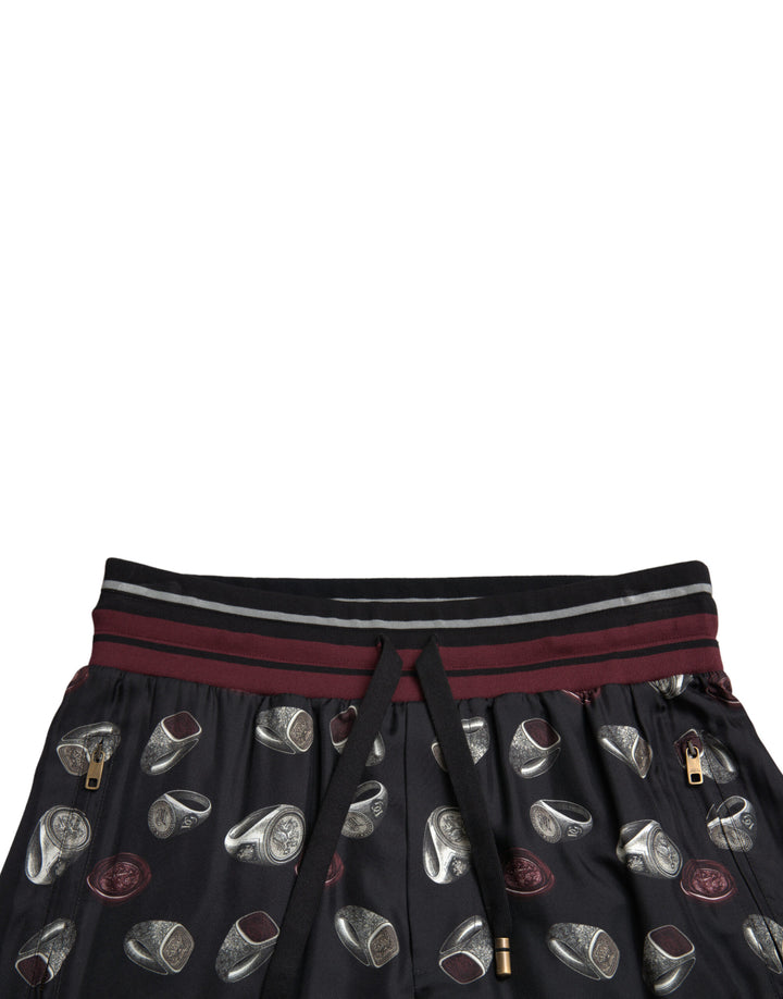 Dolce &amp; Gabbana Sample Sale Dolce &amp; Gabbana Black Ring Silk Jogging Trousers Pants - | Designer outlet