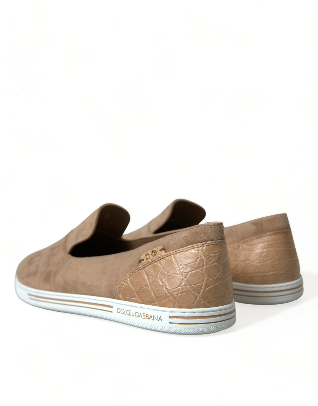 Dolce &amp; Gabbana Sample Sale Dolce &amp; Gabbana Beige Suede Caiman Men Loafers Slippers Shoes - | Designer outlet