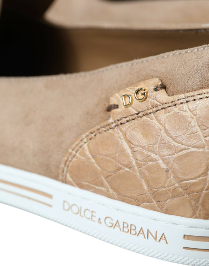 Dolce &amp; Gabbana Sample Sale Dolce &amp; Gabbana Beige Suede Caiman Men Loafers Slippers Shoes - | Designer outlet