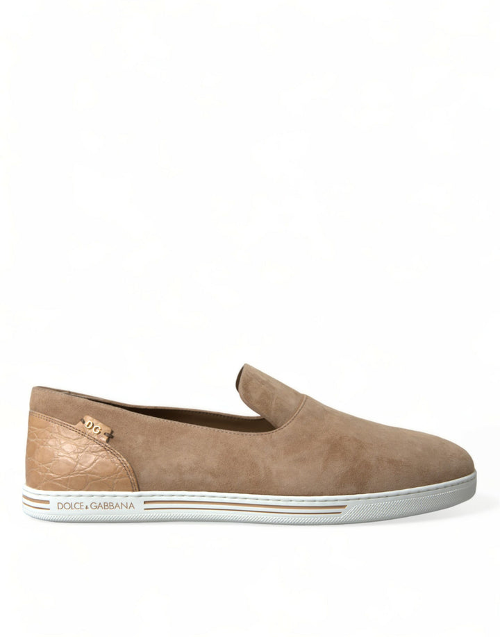 Dolce &amp; Gabbana Sample Sale Dolce &amp; Gabbana Beige Suede Caiman Men Loafers Slippers Shoes - | Designer outlet
