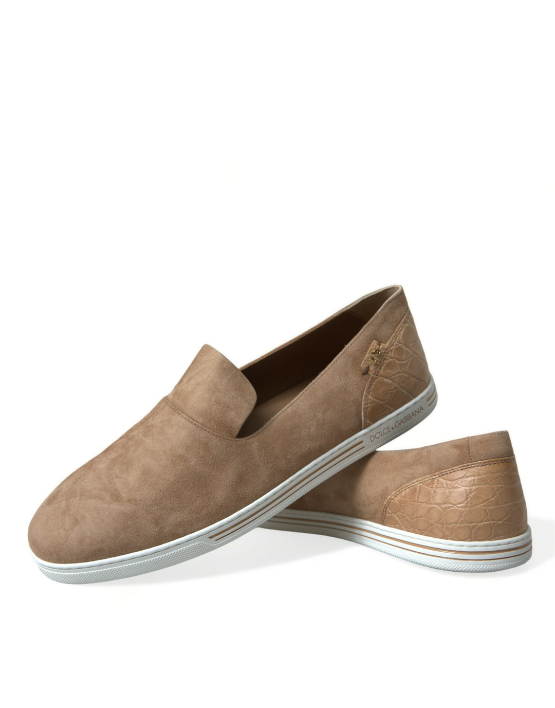 Dolce &amp; Gabbana Sample Sale Dolce &amp; Gabbana Beige Suede Caiman Men Loafers Slippers Shoes - | Designer outlet