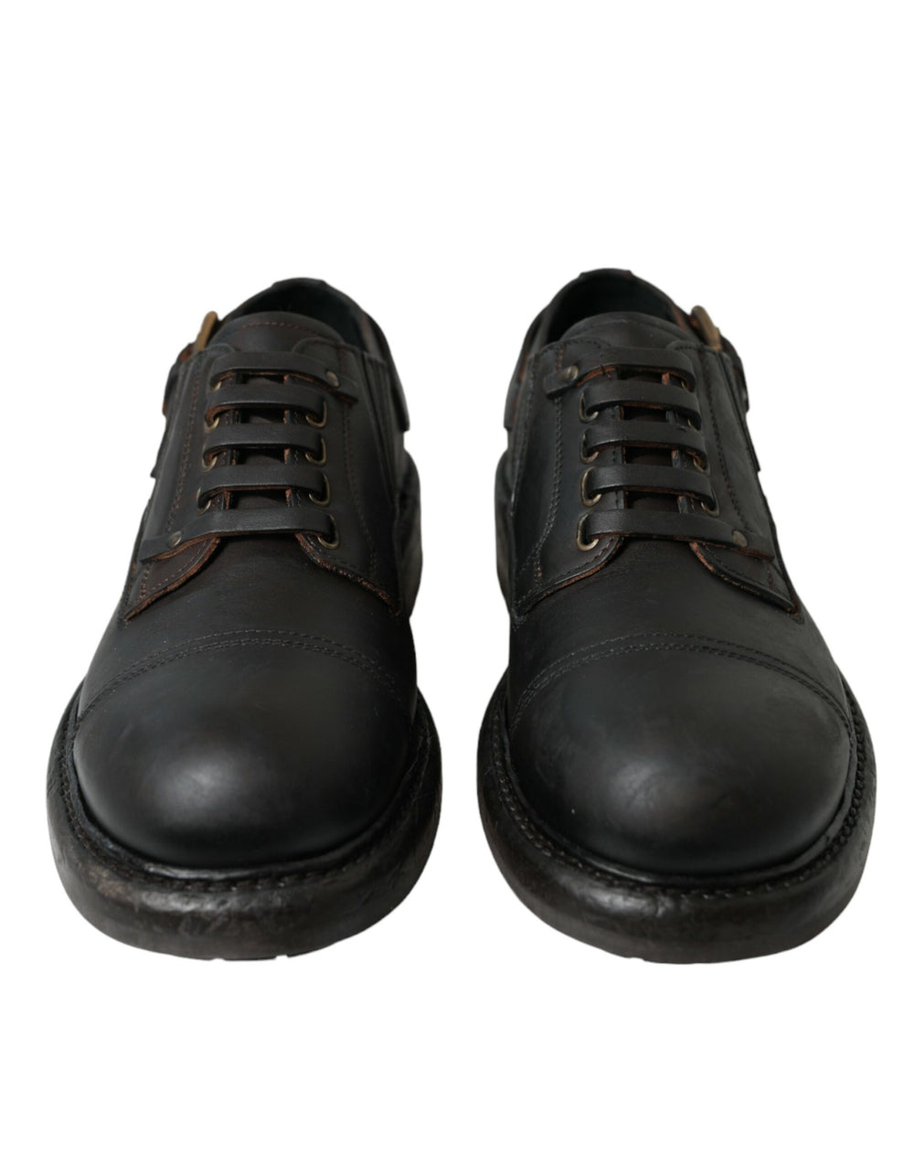 Dolce & Gabbana Brown Leather Lace Up Derby Men Dress Shoes by Dolce & Gabbana outlet now on sale