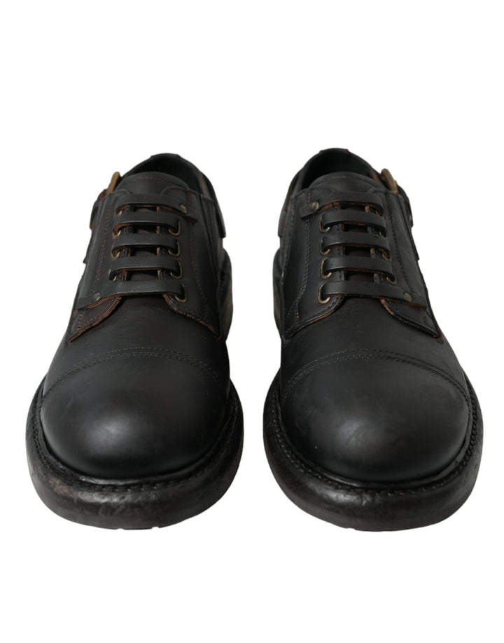 Dolce &amp; Gabbana Brown Leather Lace Up Derby Men Dress Shoes by Dolce &amp; Gabbana outlet now on sale