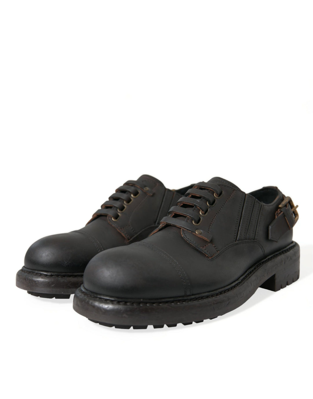 Dolce &amp; Gabbana Brown Leather Lace Up Derby Men Dress Shoes by Dolce &amp; Gabbana outlet now on sale