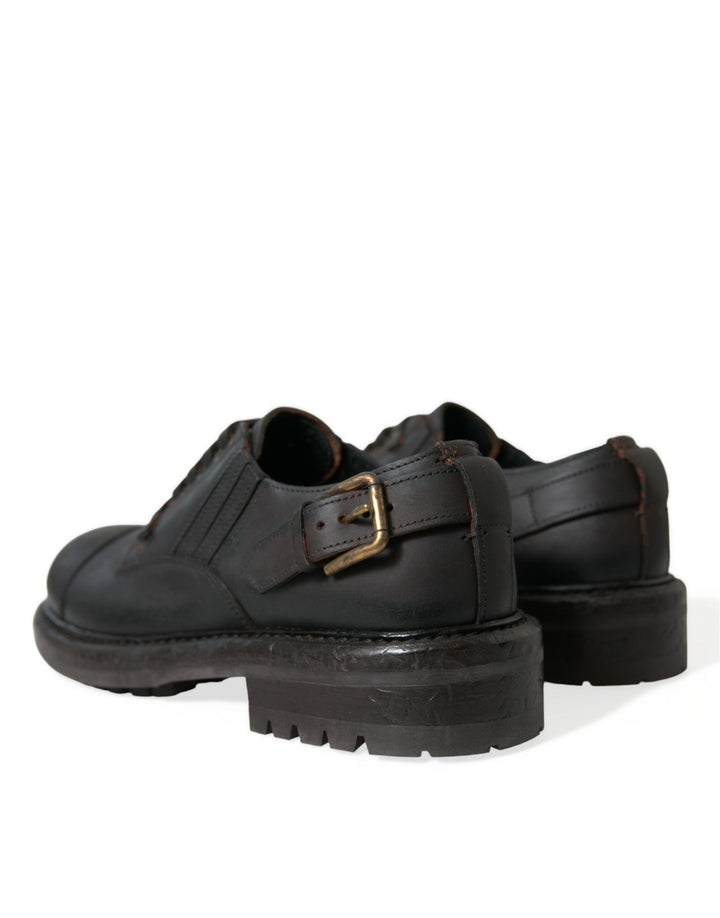 Dolce &amp; Gabbana Brown Leather Lace Up Derby Men Dress Shoes by Dolce &amp; Gabbana outlet now on sale