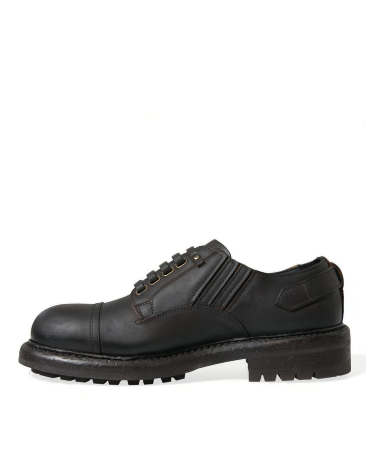 Dolce &amp; Gabbana Brown Leather Lace Up Derby Men Dress Shoes by Dolce &amp; Gabbana outlet now on sale