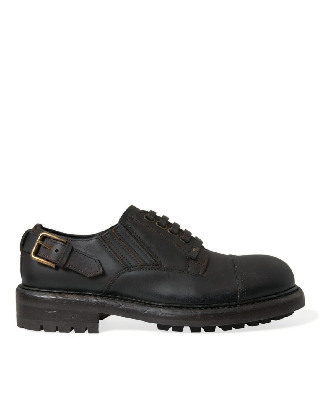 Dolce & Gabbana Brown Leather Lace Up Derby Men Dress Shoes by Dolce & Gabbana outlet now on sale