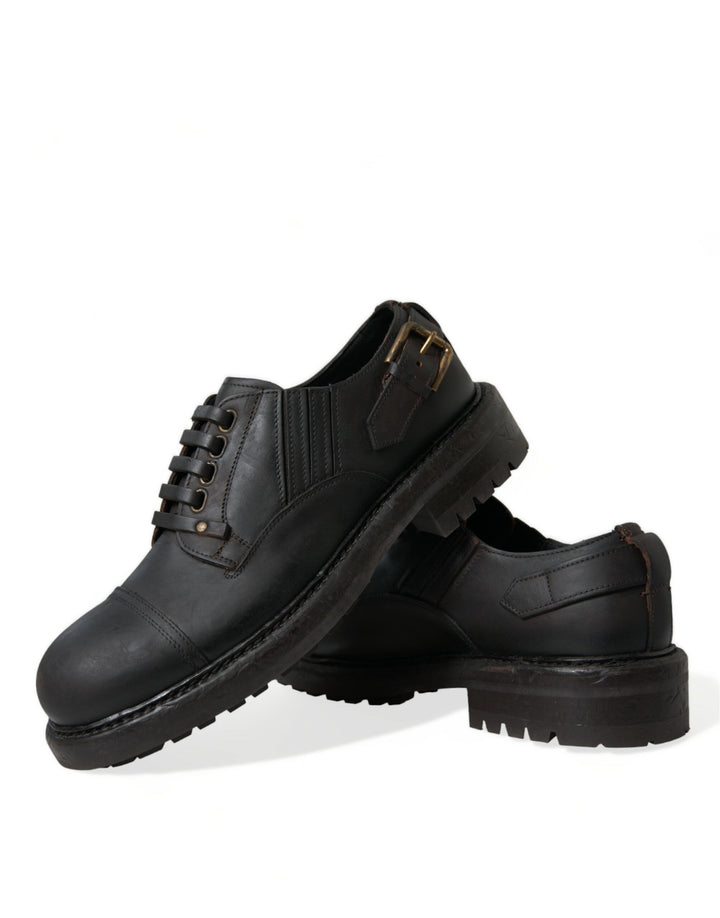 Dolce &amp; Gabbana Brown Leather Lace Up Derby Men Dress Shoes by Dolce &amp; Gabbana outlet now on sale