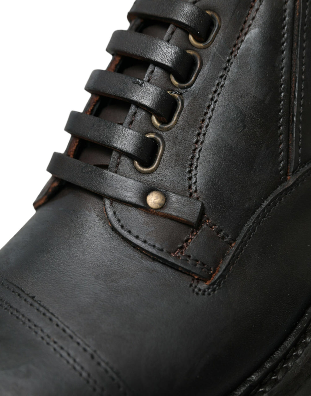 Dolce &amp; Gabbana Brown Leather Lace Up Derby Men Dress Shoes by Dolce &amp; Gabbana outlet now on sale