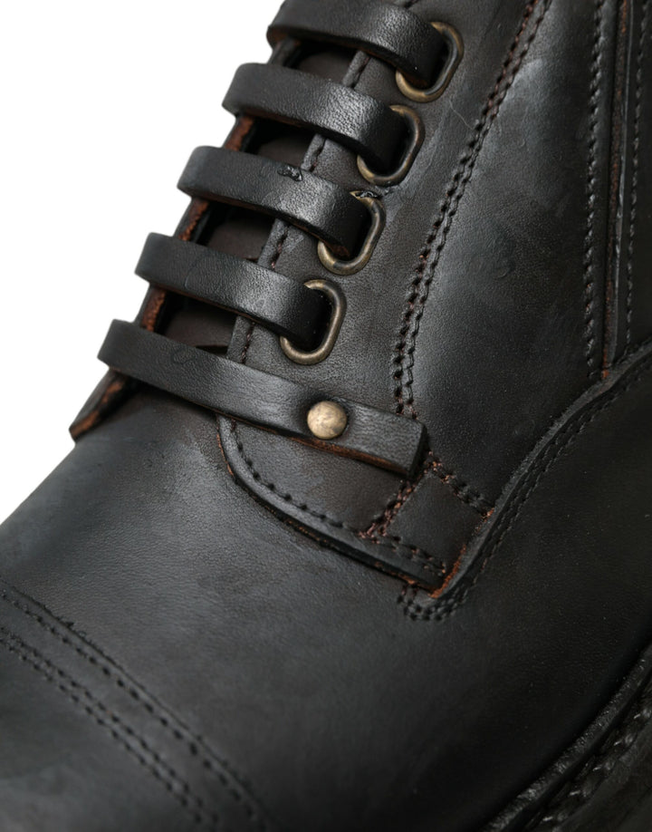 Dolce &amp; Gabbana Brown Leather Lace Up Derby Men Dress Shoes by Dolce &amp; Gabbana outlet now on sale