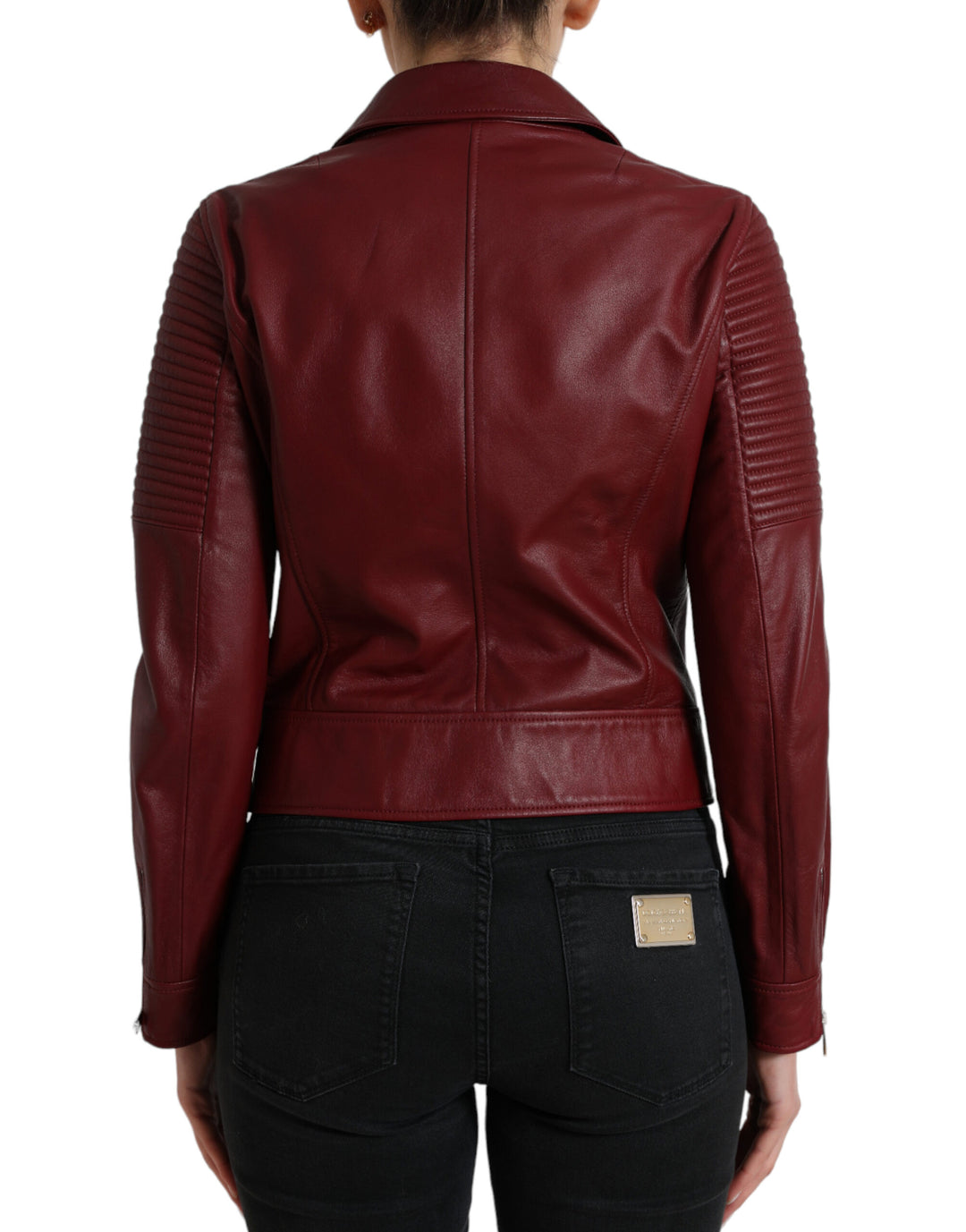 Dolce & Gabbana - Dolce & Gabbana Bordeaux Biker Leather Jacket - JKT3713 - 40 - Ask Me Wear