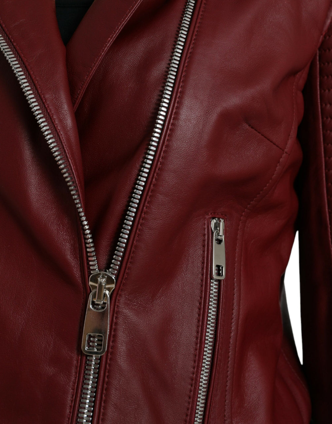 Dolce & Gabbana - Dolce & Gabbana Bordeaux Biker Leather Jacket - JKT3713 - 40 - Ask Me Wear