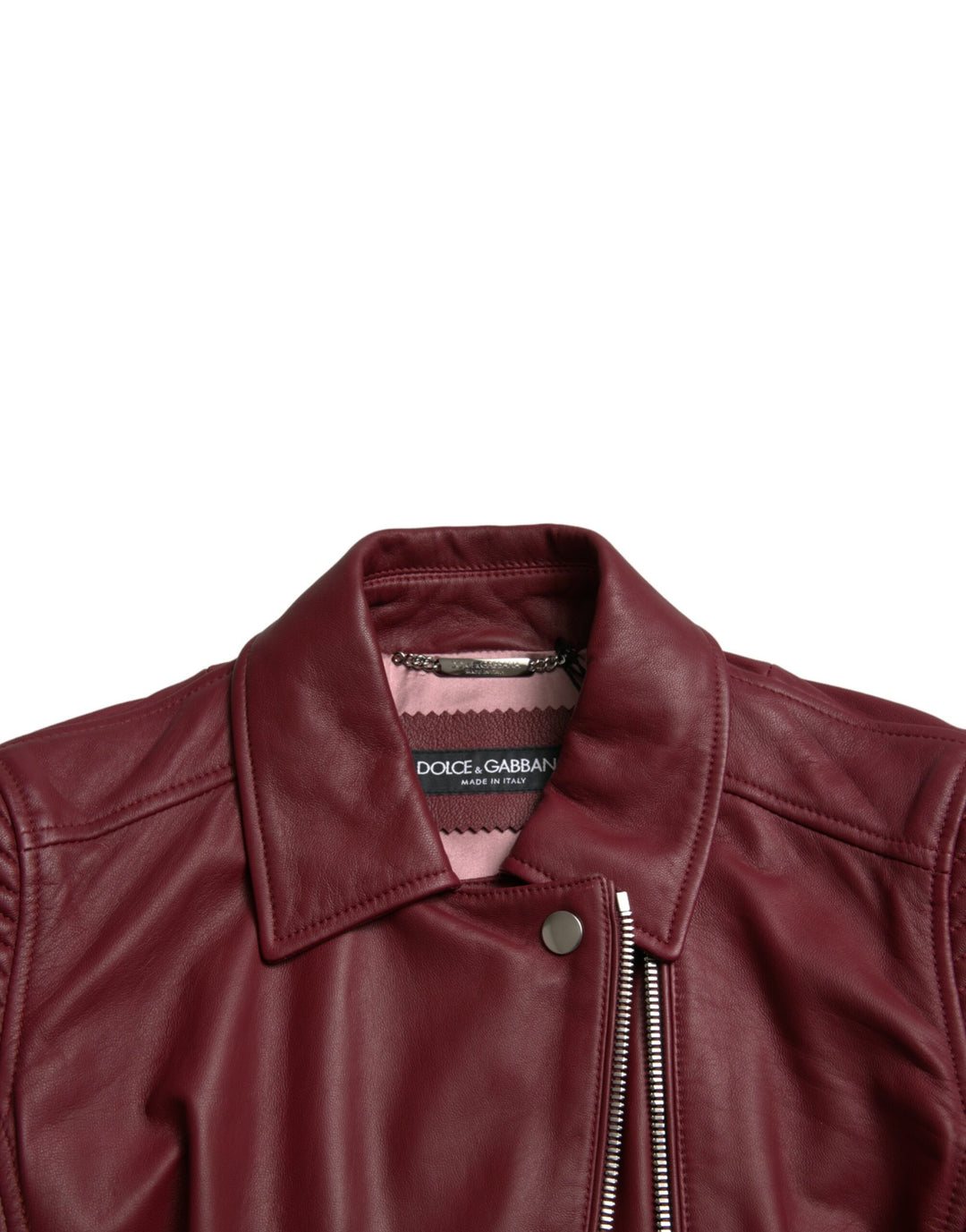 Dolce & Gabbana - Dolce & Gabbana Bordeaux Biker Leather Jacket - JKT3713 - 40 - Ask Me Wear