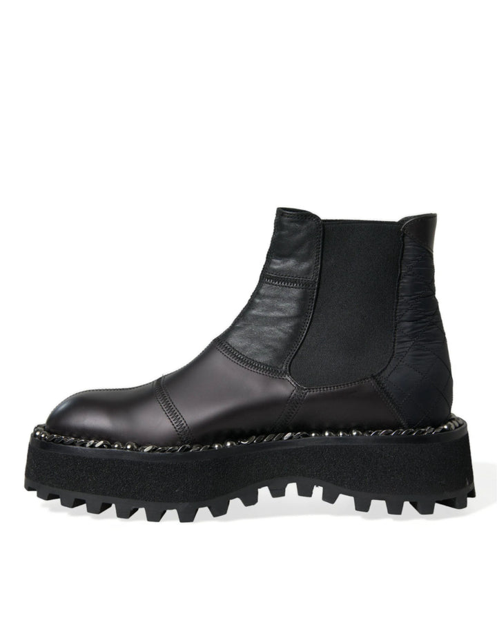Dolce &amp; Gabbana Sample Sale Dolce &amp; Gabbana Black Leather Slip On Stretch Chelsea Boots Shoes - | Designer outlet