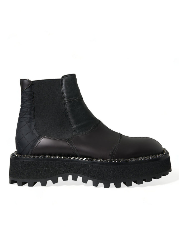 Dolce &amp; Gabbana Sample Sale Dolce &amp; Gabbana Black Leather Slip On Stretch Chelsea Boots Shoes - | Designer outlet