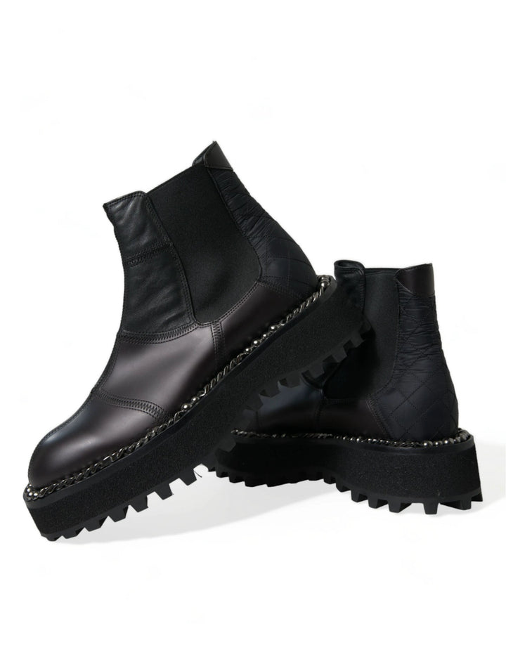 Dolce &amp; Gabbana Sample Sale Dolce &amp; Gabbana Black Leather Slip On Stretch Chelsea Boots Shoes - | Designer outlet