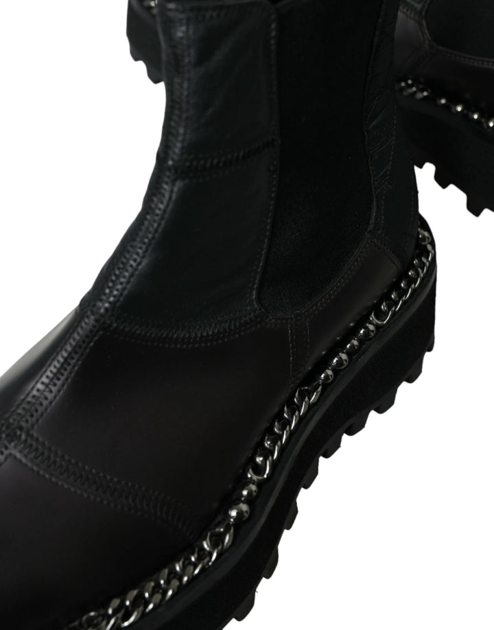Dolce &amp; Gabbana Sample Sale Dolce &amp; Gabbana Black Leather Slip On Stretch Chelsea Boots Shoes - | Designer outlet