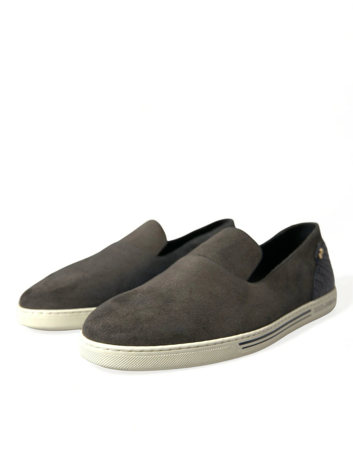 Dolce &amp; Gabbana Sample Sale Dolce &amp; Gabbana Blue Suede Caiman Men Loafers Slippers Shoes - | Designer outlet