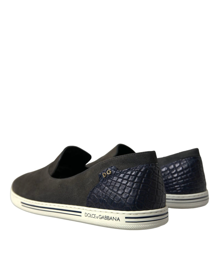 Dolce &amp; Gabbana Sample Sale Dolce &amp; Gabbana Blue Suede Caiman Men Loafers Slippers Shoes - | Designer outlet