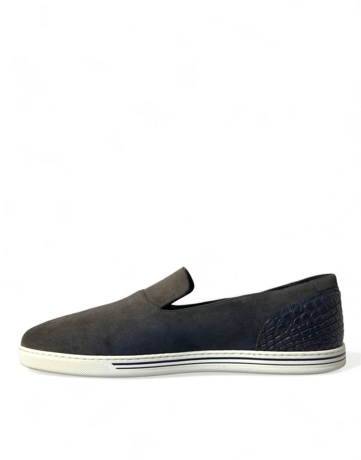 Dolce &amp; Gabbana Sample Sale Dolce &amp; Gabbana Blue Suede Caiman Men Loafers Slippers Shoes - | Designer outlet
