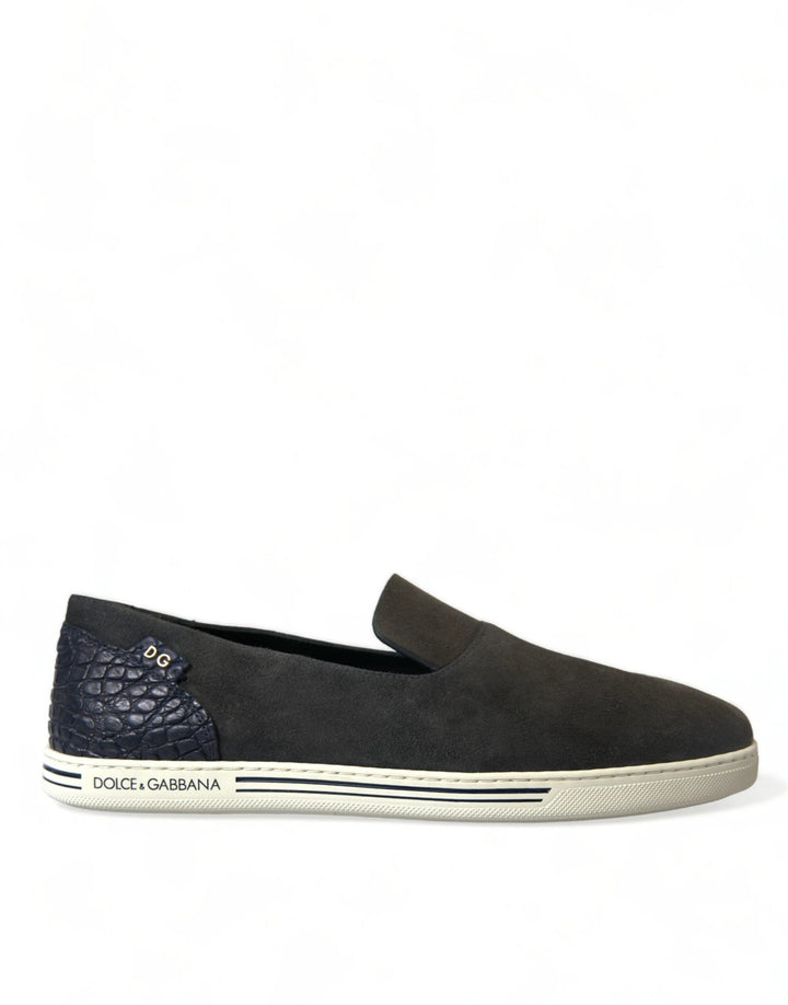 Dolce &amp; Gabbana Sample Sale Dolce &amp; Gabbana Blue Suede Caiman Men Loafers Slippers Shoes - | Designer outlet