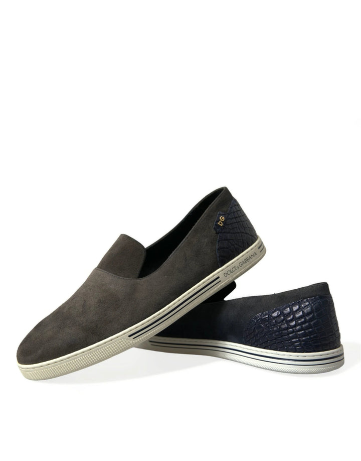 Dolce &amp; Gabbana Sample Sale Dolce &amp; Gabbana Blue Suede Caiman Men Loafers Slippers Shoes - | Designer outlet