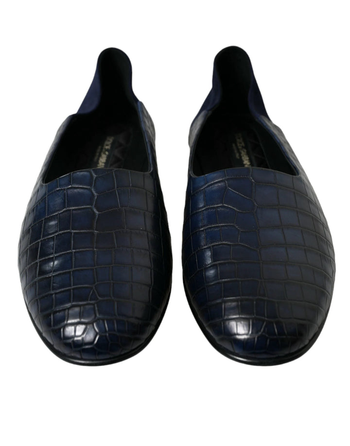 Dolce &amp; Gabbana Sample Sale Dolce &amp; Gabbana Blue Crocodile Leather Loafers Slip On Shoes - | Designer outlet