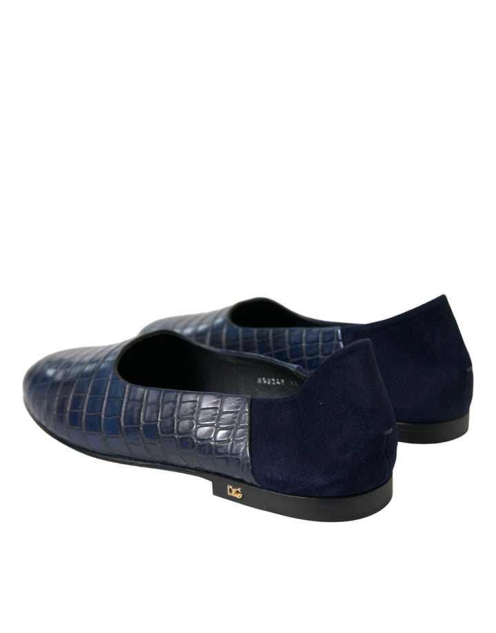 Dolce &amp; Gabbana Sample Sale Dolce &amp; Gabbana Blue Crocodile Leather Loafers Slip On Shoes - | Designer outlet
