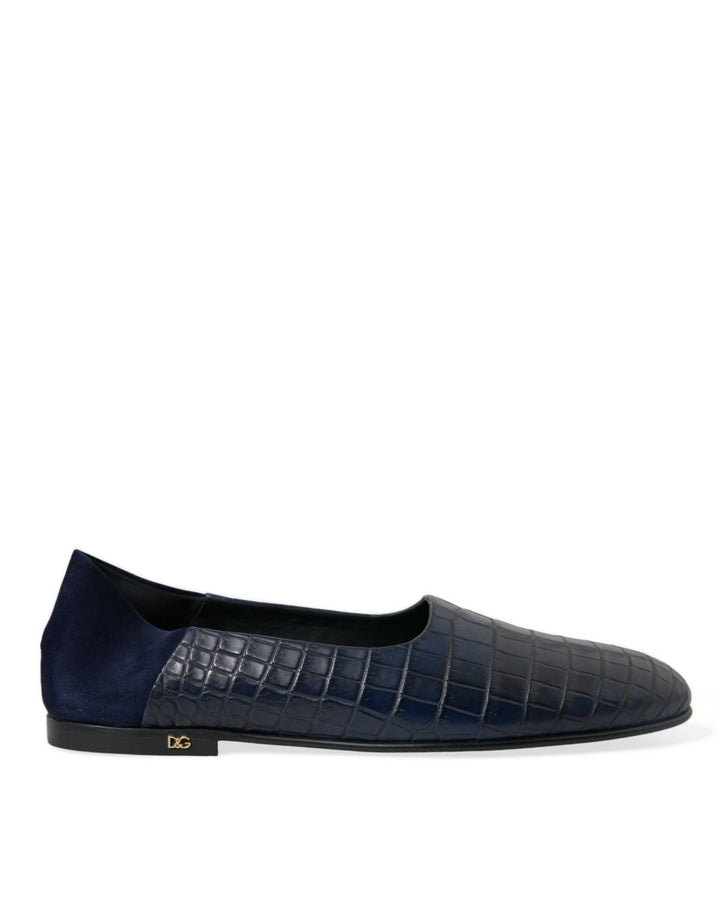 Dolce &amp; Gabbana Sample Sale Dolce &amp; Gabbana Blue Crocodile Leather Loafers Slip On Shoes - | Designer outlet