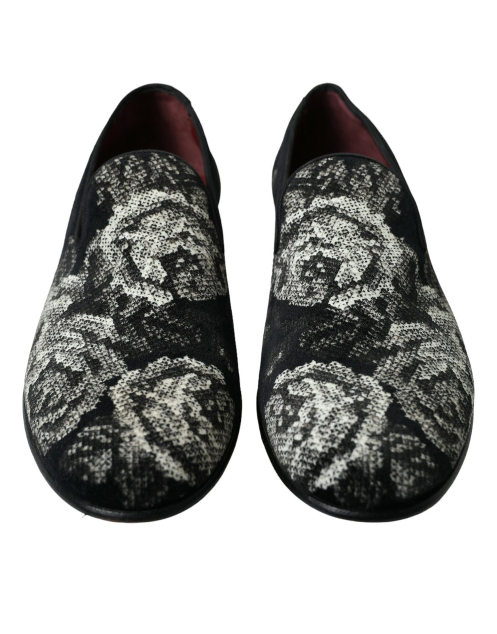 Dolce & Gabbana Black Floral Slippers Men Loafers Dress Shoes by Dolce & Gabbana outlet now on sale