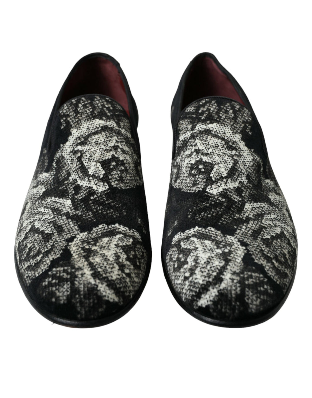 Dolce & Gabbana Black Floral Slippers Men Loafers Dress Shoes by Dolce & Gabbana outlet now on sale