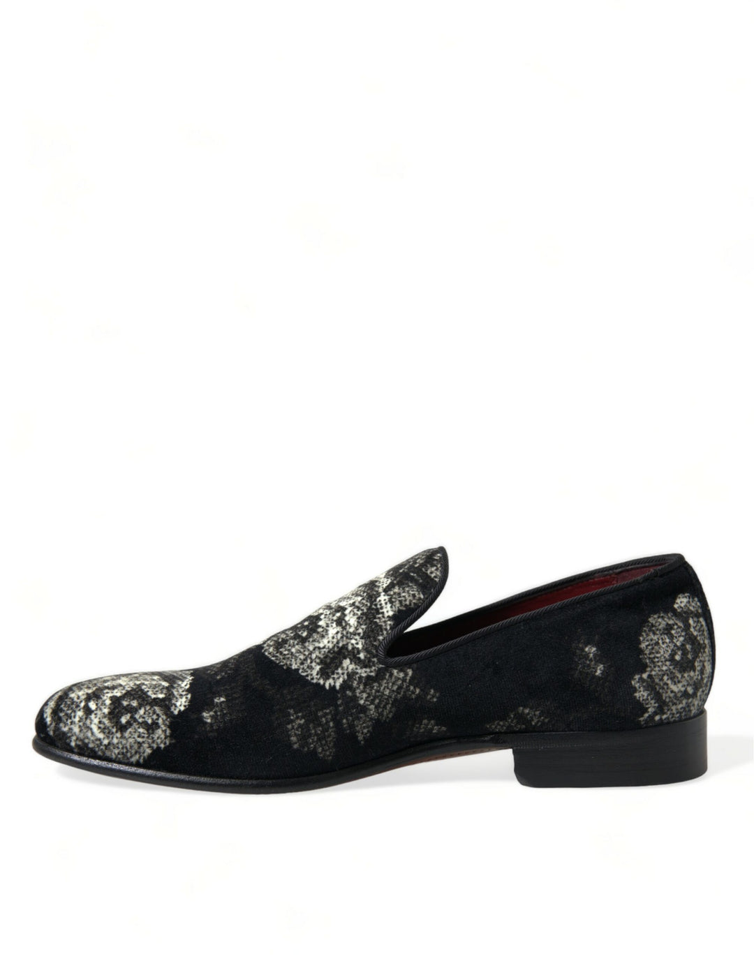 Dolce & Gabbana Black Floral Slippers Men Loafers Dress Shoes by Dolce & Gabbana outlet now on sale