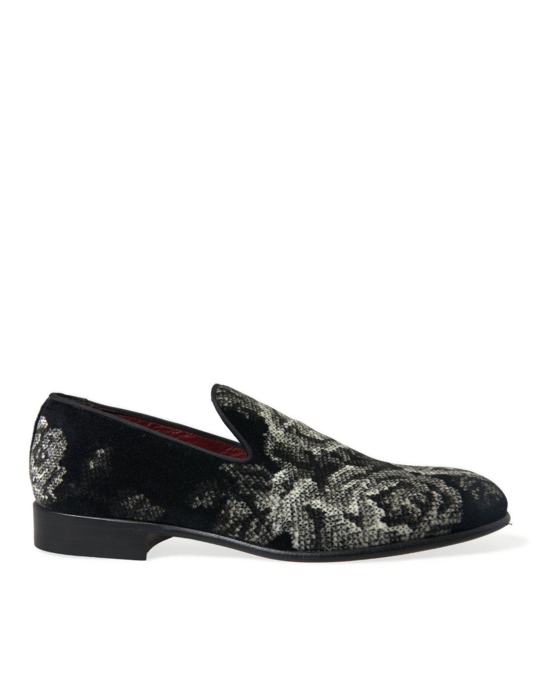 Dolce & Gabbana Black Floral Slippers Men Loafers Dress Shoes by Dolce & Gabbana outlet now on sale