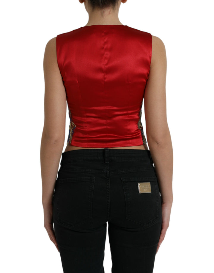 Dolce &amp; Gabbana Sample Sale Dolce &amp; Gabbana Multicolor Jacquard Button Waistcoat Vest Top - | Designer outlet