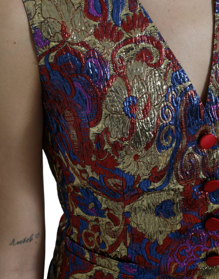 Dolce &amp; Gabbana Sample Sale Dolce &amp; Gabbana Multicolor Jacquard Button Waistcoat Vest Top - | Designer outlet