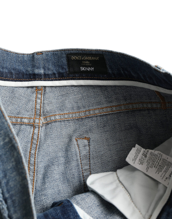 Dolce &amp; Gabbana Sample Sale Dolce &amp; Gabbana Blue Washed Skinny Cotton Stretch Denim Jeans - | Designer outlet