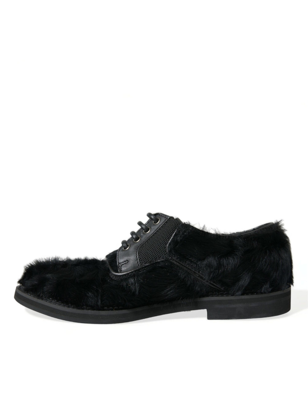 Dolce &amp; Gabbana Sample Sale Dolce &amp; Gabbana Black Fur Leather Lace Up Derby Dress Shoes - | Designer outlet